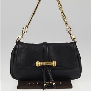 Gucci Black Leather Bamboo Bag